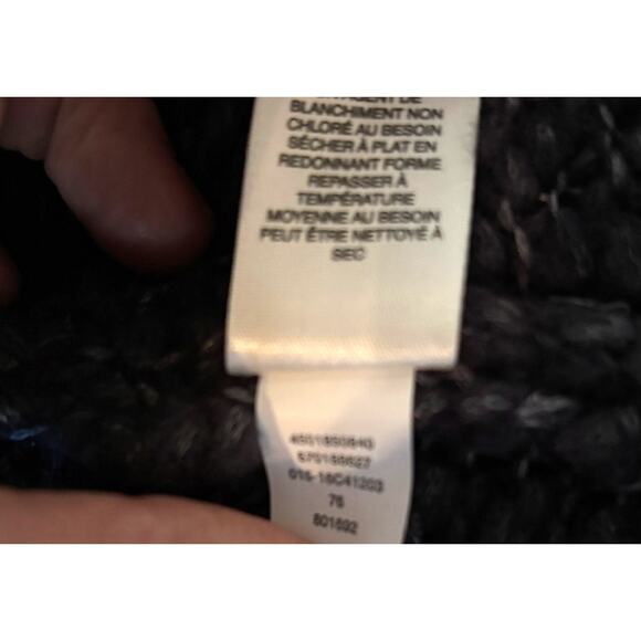 Chico's Duster Cardigan Women's Medium Size 1 Black Gray Knit Fringe Clasp Close - Picture 12 of 14